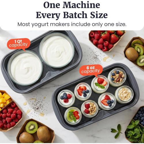 Elite Gourmet ProBioticPRO™ Digital Yogurt Maker, Programmable Temp & Time Control (68–127°F), Includes 8 Glass Jars (6 oz)   2 Large 1-Qt Bowls, Stainless Steel, Auto Shut-Off