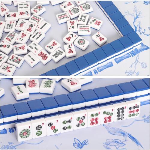 TIASUSAN American Mahjong Tile Set with 166 Navy Blue Back Tiles (1.2”, Tiles Only)
