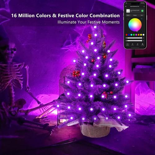 Brizled Smart Mini Christmas Tree, 22.8in DIY Smart-Lit Tabletop Tree with 75 LED RGB Lights, App/Voice Control 159  Scenes Mini Xmas Tree USB C Music Small Tree Work with PD Power for Fireplace Desk