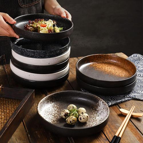 Ceramic Plates Flat, Simple Round Porcelain Plate, High-Temperature Fired Porcelain is Strong, Can Hold Pasta, Salad, Dishes,White,8in