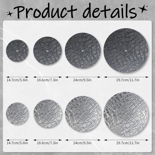 DETENE Set of 8 Metal Wall Hanging Sculptures Large Modern Round Wall art Silver and Grey Wall Decor for Living Room Bedroom Dining Room Wall Decor