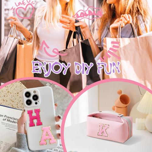 52 Pcs Self-Adhesive Chenille Letters Patches, A-Z Alphabet Applique Patches Stick on Letters Embroidered Letter Stickers for Clothing, Makeup Hats, Bags, Backpacks, laptops (Multicolor)