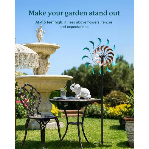 Wind Spinners Outdoor - Metal Windmill for Yard, Garden Spinners with Stake, Yard Art, Ideal Lovely Gift for Family Friends(13'' W x 54'' H)