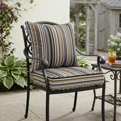 EAGLE PEAK Outdoor Deep Seat Patio Seat Cushion Set, 24 x 24 x 5 inch, 2-Piece Back Chair Cushion, 1 Pack, Brown Stripe