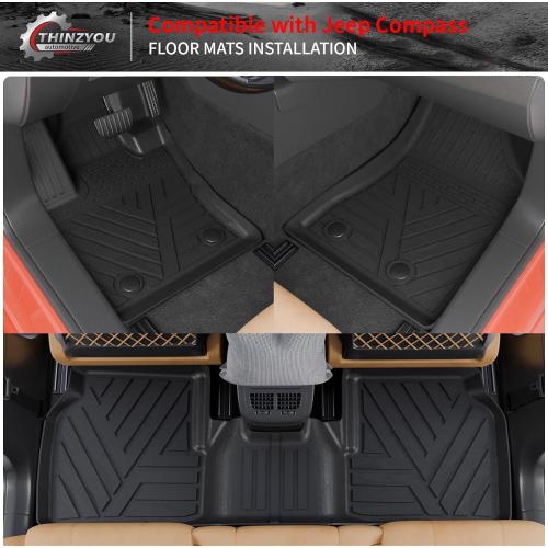 Floor Mats Compatible with 2017-2025 2026 Jeep Compass Trunk Mat Cargo Liner Cargo Mat TPE All Weather Back Seat Cover Protector 2024 Compass Accessories (Trunk Mat Backrest Mats Floor Mats)