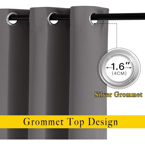 NICETOWN Gray Blackout Curtains for Bedroom 84 inches Long - Thermal Drapes Grommet Room Darkening Light Blocking Curtains Window Treatments for Living Room (2 Panels, W52 x L84, Grey)
