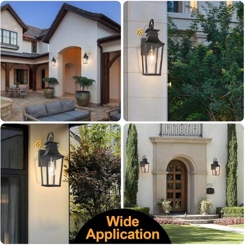 ALVIME Dusk to Dawn Outdoor Wall Lights Fixture, Exterior Wall Lanterns, Porch Outside Lamps Sconce for Entryway, Front Door Backyard Patio Garage, E26 Base&Clear Transparent Glass