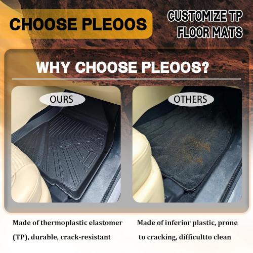 Pleoos® Floor Mats for Rogue 2014 2015 2016 2017 2018 2019 2020(Not Fit 7 Seat/Sport/Select/Hybrid), All-Weather TPE Rubber Floor Liners, Automotive Accessories Front, 2nd Row & Trunk Mat