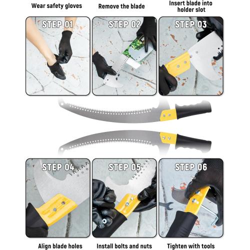 14.5FT Pole Saw with Adjustable Length for Tree Trimming, Lightweight Manual Pruning Saw with Mn Steel Blade, Long Extension Branch Cutter Pole Pruner for Yard, Garden, Patio & Forestry Use