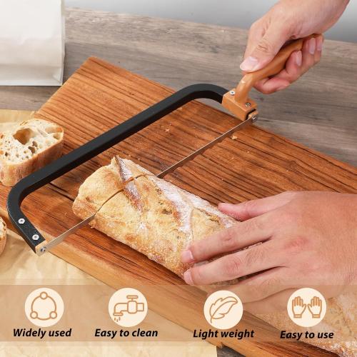 Bread Knife for Homemade Bread Bow Knife 16, Bread Saw Sourdough Slicer Aluminum Alloy Sourdough Cutter Suit for Left & Right Handed People to Cut Baguettes Vegetables Fruits 1Count