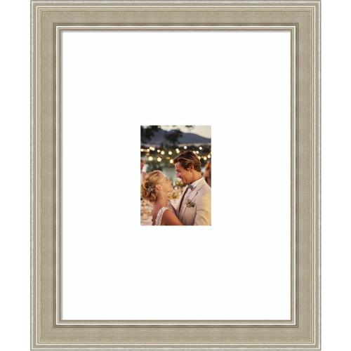 Amanti Art Picture Frame Matted to  Photo Frame, Mezzo Silver Wood Framing for your Wedding Photos, Family Pictures, Diploma, Certificate, Kids Art Gift for Mom or Poster Wall Decor