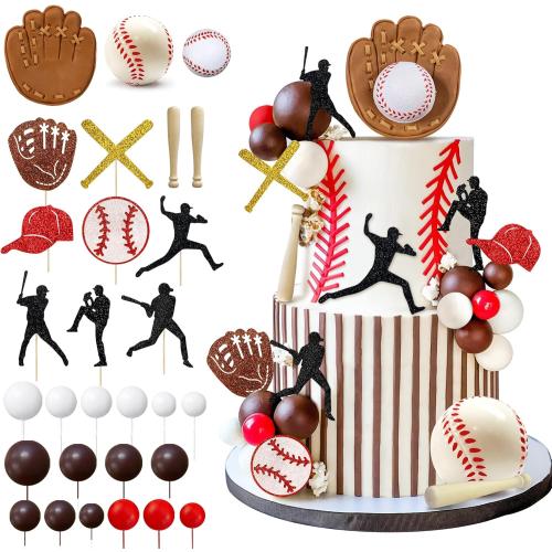 Baseball Cake Decorations Sports Theme Party Decoration Supplies Baseball Themed Happy Birthday Cake Topper Party Decorations