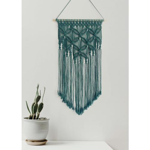 Winterdemoon Handmade Cotton Home Decor Macrame Wall Hanging Deep Green
