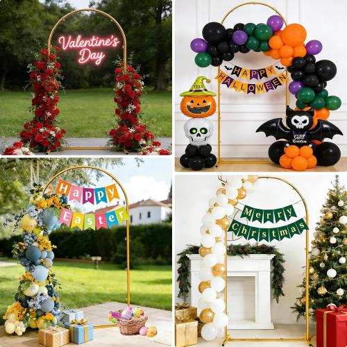 Gold Metal Arch Backdrop Stand, 6.6FT Wedding Arch Stand for Birthday Party Bridal Baby Shower Graduation Ceremony Photo Booth Garden Floral Balloon Arches Decoration