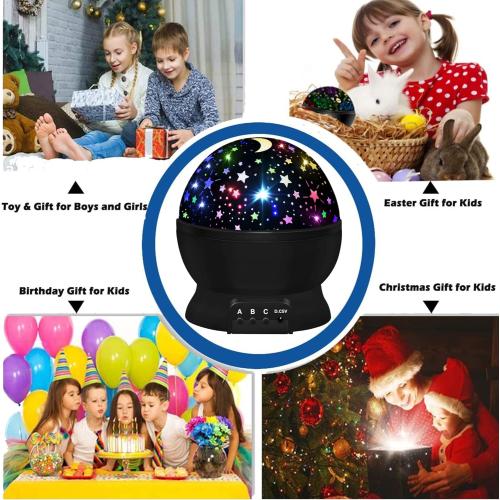 Night Light for Kids,Boys Toys for 3 4 5 6 7 8 Year Old Boys,Star Projector 360 Degree Rotation - 4 LED Bulbs 16 Light Color Changing with USB Cable,Lamp Ceiling Lights for Kids Bedroom
