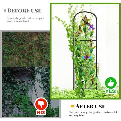 2 Pack Garden Trellis for Climbing Plants Outdoor, Metal Arched Fence Trellis Plant Climbing Support Decorative, Plant Trellis Indoor for Vines Flowers Vegetables Wall Brackets, 60 x 11