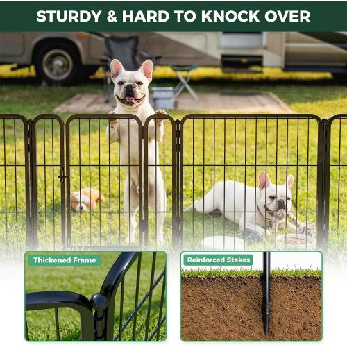 FXW Rollick Unleashed Dog Playpen for Indoor, Yard, RV Camping, 24 inch 8 Panels for Small and Puppy Dogs, Black│Patented