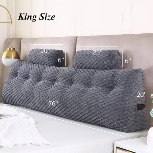 Wedge Headboard Pillows   2 Head Roll Pillow Bed Wedge Pillow for Headboard Large Bolster for Bed Rest Reading Pillows Backrest Pillows for Sitting in Bed Backrest Positioning Support