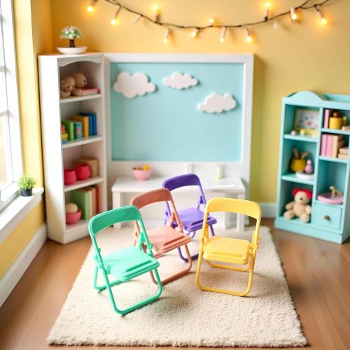 5Pcs Colourful Simulation Mini Folding Back Small Chair Model,Miniature Scene Accessories,Miniature Plastic Furniture Accessories Scene Props for Micro Landscape Dollhouse Furniture Mini Chair (1/12)