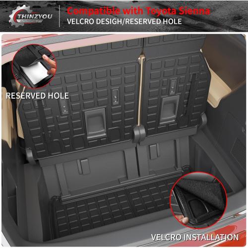 Cargo Mat Compatible with 2021-2025 2026 Toyota Sienna 7&8 Seats Cargo Liner Cargo Mat Trunk Mat Trunk Liner Back Seat Cover 2024 Sienna Accessories (Upgrade Trunk Mat Backrest Mats)