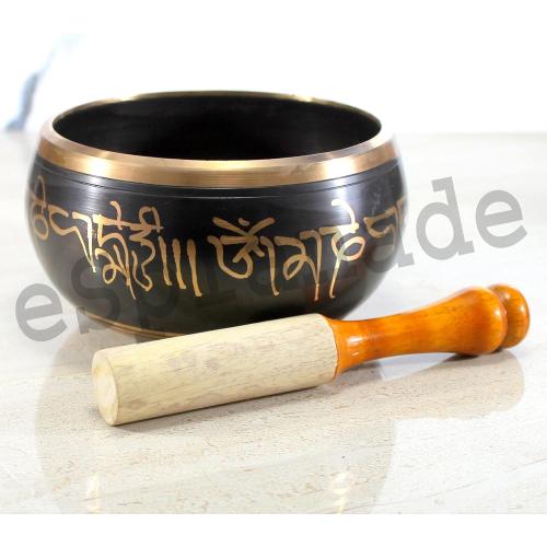 eSplanade - 6 inches - Singing Bowl Tibetan Buddhist Prayer Instrument With Striker Stick | OM Bell | OM Bowl | Meditation Bowl | Music Therapy (black)