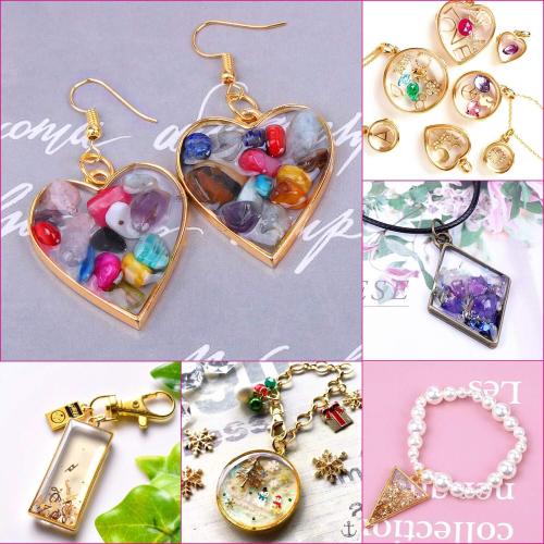 Shynek 50Pcs Hollow Frame Pendants - Resin Craft Bezels Jewelry Molds for Necklaces and Earrings Making Supplies