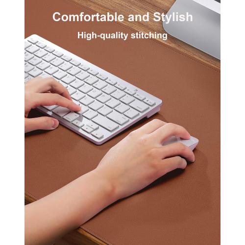 Leather Desk Pad Protector, Mouse Pad, Office Desk Mat, Non-Slip PU Leather Desk Blotter, Laptop Desk Pad, Waterproof Desk Writing Pad for Office and Home (Brown, 31.5 x 15.7)