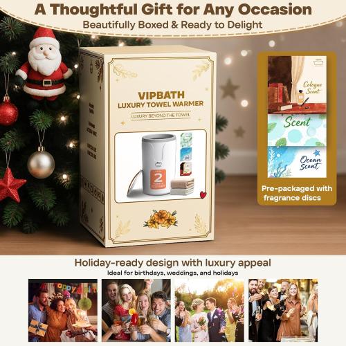20L Luxury Towel Warmer Gift-Ready Box, Dual Heat, 30/60/90 Min Presets, Stainless Steel Interior, Tip-Over Auto Shut-Off, Includes 12 Fragrance Discs, Perfect Spa Gift for Home & Bathroom