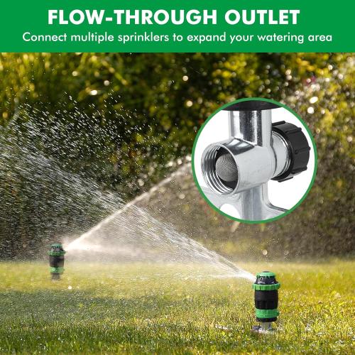 [2 Pack] RESTMO Gear Drive Sprinkler with Metal Spike Base, 5-Pattern Heavy Duty Gardening Watering System, Multi-Adjustable Lawn Sprinkle for Garden Plant, Flower Bed and Large Yard Area