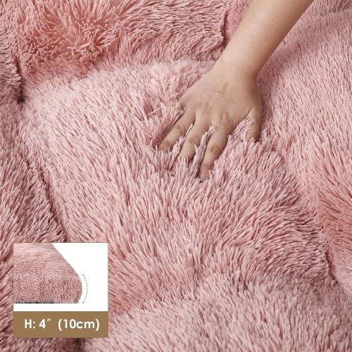 Size XL Color pink EHEYCIGA Fluffy Dog Crate Bed for Extra Large Dogs, Plush Faux Fur Crate Pad, Calming Anti Anxiety XL Dog Bed, Washable Soft Warm Crate Mat with Non-Slip Bottom, Pink