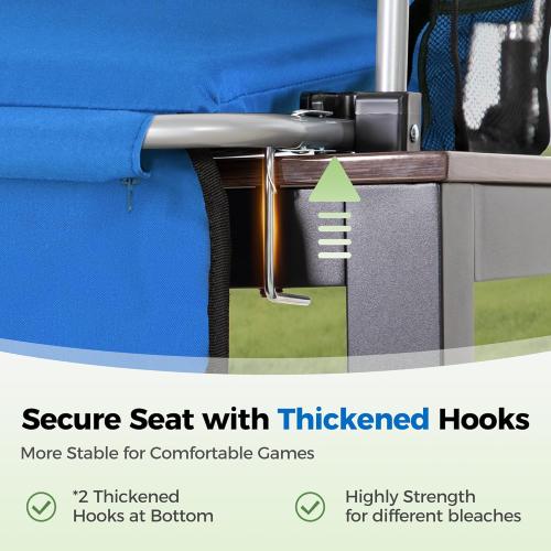 GREEN PARTY Stadium Seat for Bleachers Portable Outdoor Floor Folding Stadium Chair with Armrest, Back Support, Cup Holder, Mesh Bag and Hide Hooks