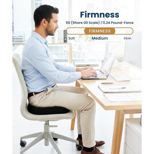 Everlasting Comfort Doctor Recommended Memory Foam Seat Cushion for Office Chairs & Car - Ergonomic Office Desk Accessories - Cushions for Tailbone Pain Relief, Sciatica (Black, Large)