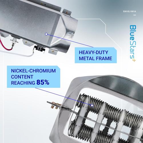 BlueStars 5301EL1001A Dryer Heating Element Assembly – For LG DLE7177W DLE5977W DLE8377NM DLE2516W DLEX3700W DLE5955W DLE0442W DLE4970W DLE5955G DLE9577SM Dryers - Replaces 5301EL1001J 5301EL1001H