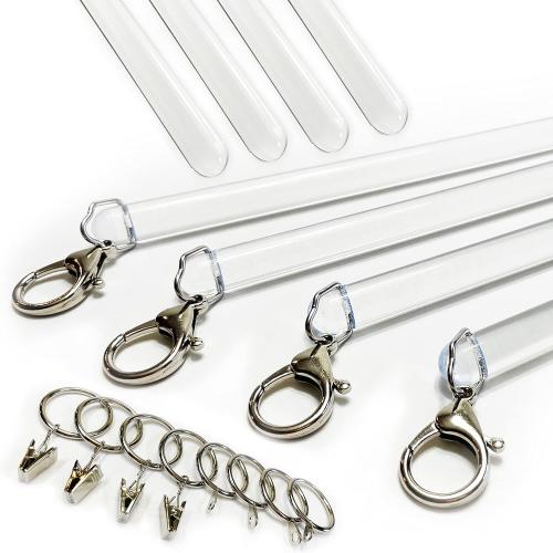 36 inch (4 Pack) All Clear Acrylic Curtain Pull Wand - Clear Drapery Pull Rod for Opening-Closing Curtains. Versatile Curtain Wand - Invisible Drapery Wand - (36 Inch)