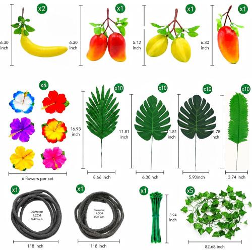 77PCS Tropical Jungle Decor Kit for Luau, Safari & Baby Shower