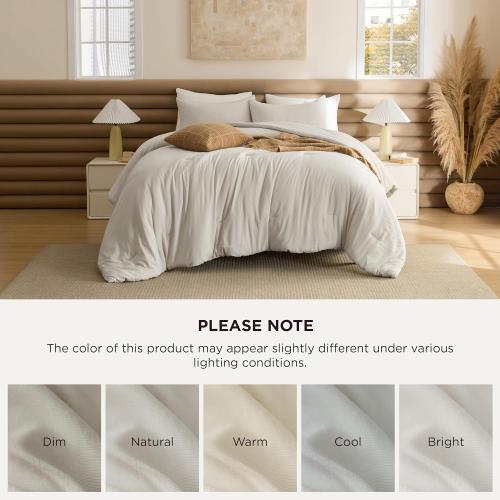Bedsure Full Size Comforter Set, Beige Soft Prewashed Bedding for All Seasons, 3 Pieces GentleSoft™ Warm Down Alternative Bed Set, 1 Lightweight Comforter (82x86) and 2 Pillowcases (20x26)