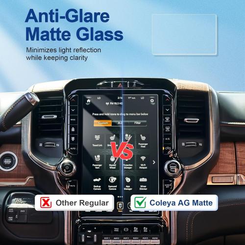 Anti-Glare Matte 2019-2026 Ram 1500/2500/3500 Screen Protector, for Ram Trucks 12-inch Touchscreen (Laramie/Rebel/RHO/Limited/TRX), 9H Tempered Glass 2025 Ram Accessories Anti-Fingerprint 12