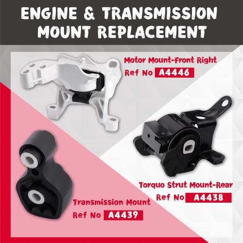 Engine Motor & Transmission Mount Kit - Compatible with 2014-2018 Mazda 3 2.0L & 6 2.5L & CX-5 2.5L - 3-Piece Set A4446 A4438 A4439