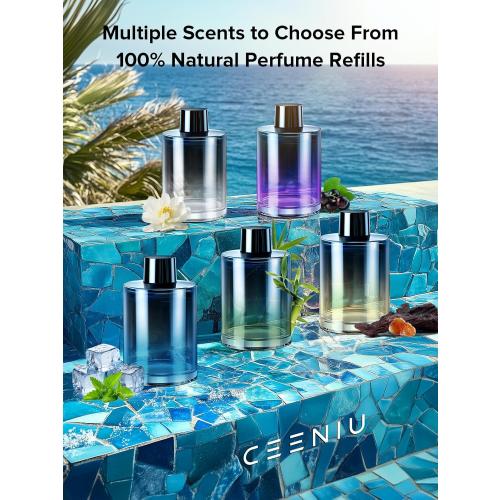 Ceeniu Smart Car Air Freshener, New Car Smell, Larger 135ml Capacity, Long-Lasting 6-Month Fragrance, Auto On/Off, Quiet Operation, Stylish Ambient Light, Premium Scent for Men, CF3 Pro Diffuser