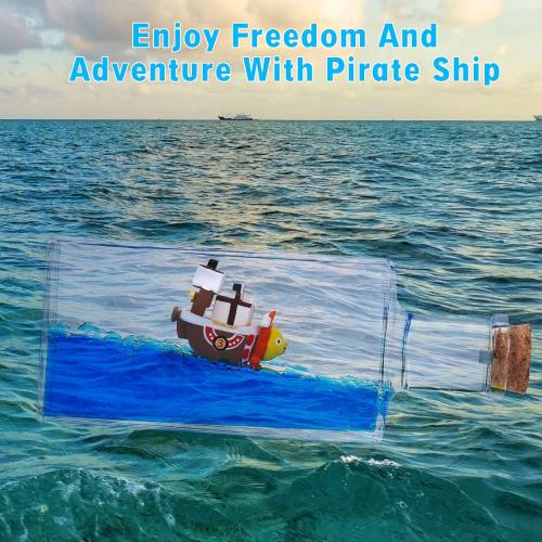 Honsheng Unsinkable Boat One Thousand Pirate Ship Piece Model Sunny Toys in a Bottle Box Acrylic Cruise Ship Fluid Drift Paperweight Desk for Decoration Boys Girls Gifts