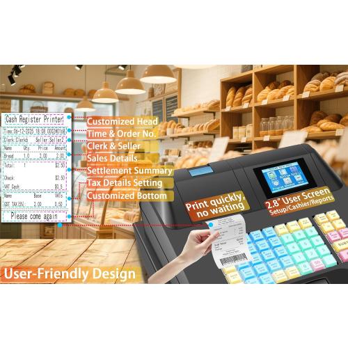 Color Black Sweet dragon Cash Register Pos Systems for Small Businesses - Easy Programming Commercial Caja Registradora Para Negocio with Cash Drawer Money Tray Lock Box,Coin Drawer,Dual Display, Restaurant Supermarket Retail