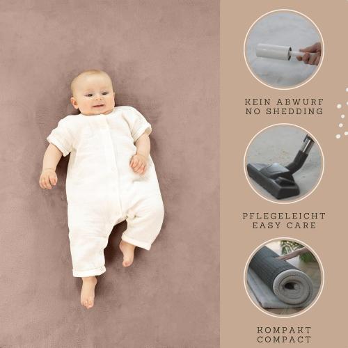 Hakuna Matte CloudSoft Baby Play Mat for Floor 60 x 80 Brown | Coral Velvet high-density foam Rug for Crawling & Cozy Play – Non-Slip, Water-Resistant, Easy-CareTummy Time Mat