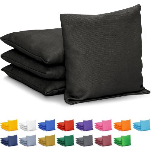 GoSports Classic Cornhole Bean Bags Set of 4-16 Colors Available - Regulation All Weather, Mix and Match BLACK