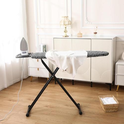 caius Ironing Board, Height Adjustable Heavy Duty Metal Iron Board with Heat Resistant Cover & Safety Iron Rest, Full Size 43x13 Foldable Space Saver Design, Heavy Duty, Easy to Fold