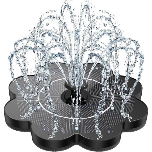 Solar Fountain Flower Shape-No Battery, Glass 3.5W Solar Water Fountain with 7 Nozzles & 4 Fixer Rods,2025 Solar Fountain Pump for Bird Bath, Outdoor, Pool, Garden, Pond & Flower Pot