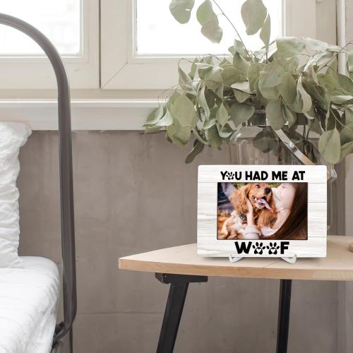 Dog Gift 8x6 Picture Frames, Dog Mom Gifts for Women, Gift for Dogs Owner, Pet Dogs Memorial Wood Photo Frame, You Had Me At Woof Pet Dad Gifts Picture Frame for Wall and Tabletop Display