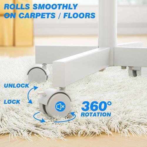 Rfiver Mobile TV Stand for 23-60 Inch LCD LED Flat/Curved Panel Screen TVs up to 88 lbs, Rolling TV Stand with Adjustable Shelf & Tilt, Portable Floor Stand on Wheels for Bedroom, Living Room, White