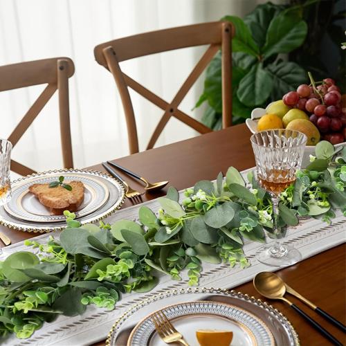 MAKHOT 5.9FT Eucalyptus Garland, Artificial Greenery Garland Flower, Green SpringGarland Wreath Vines Decorations, Fake Silver Dollar Eucalyptus Leaves Vines for Table Home Wedding Mantle Party Decor