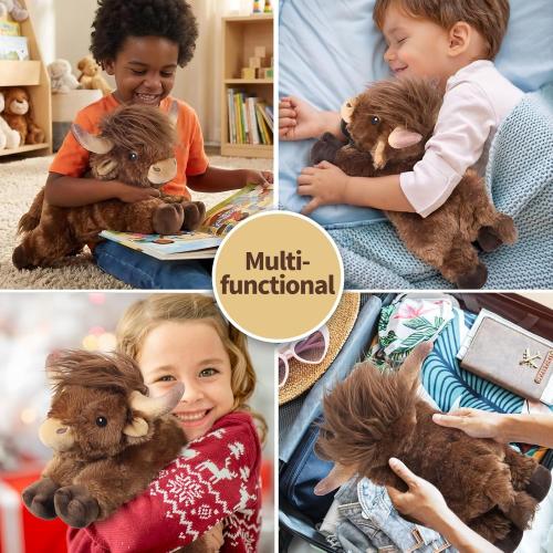 Highland Cow Stuffed Animals, Microwavable Stuffed Animal Adorable Fluffy Highland Cow Plush for Warmth Comfort, Heatable Coolable Lavender Scent Toy, Cute Soft Plushies Gift for Kid Boys Girl & Adult