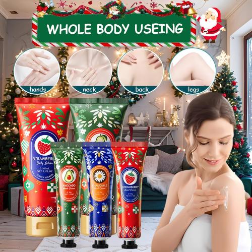 Christmas Hand Cream and Body Lotion Gift Set for Women & Men — 5pcs Holiday Skincare Set with 2x100ml Body Lotions& 3x30ml Hand Creams,Winter Moisturizing, Nourishing & Travel Size Christmas Gift Box